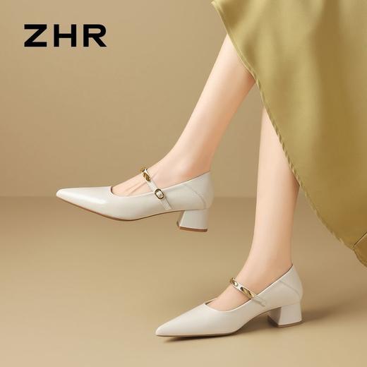 ZHR则则【隐形增高4cm】黑色尖头细跟玛丽珍鞋宽脚外穿爆款JK超高 商品图7