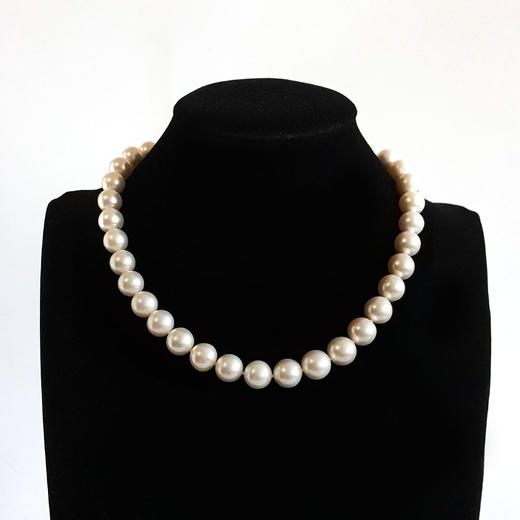 【天然正品】 天然近圆约11-12MM白色强晕彩珍珠项链 链长：45.5CM（皆取最大值） 200426NJT44 商品图0