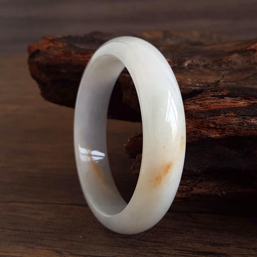 【天然正品】 A货翡翠 天然细腻正桩糯种浅紫飘黄55号翡翠手镯 220426NJ36 商品图6