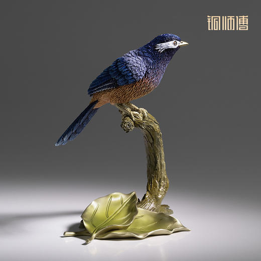 铜师傅《铜师傅百鸟集》之白耳奇鹛 客厅桌面铜鸟摆件 装饰品 商品图2