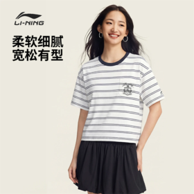 李宁女子宽松短袖文化衫AHSW218
