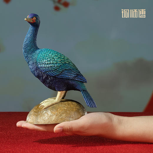 铜师傅 铜摆件 《铜师傅百鸟集》之海鸬鹚 铜工艺品 家居饰品摆件 商品图5