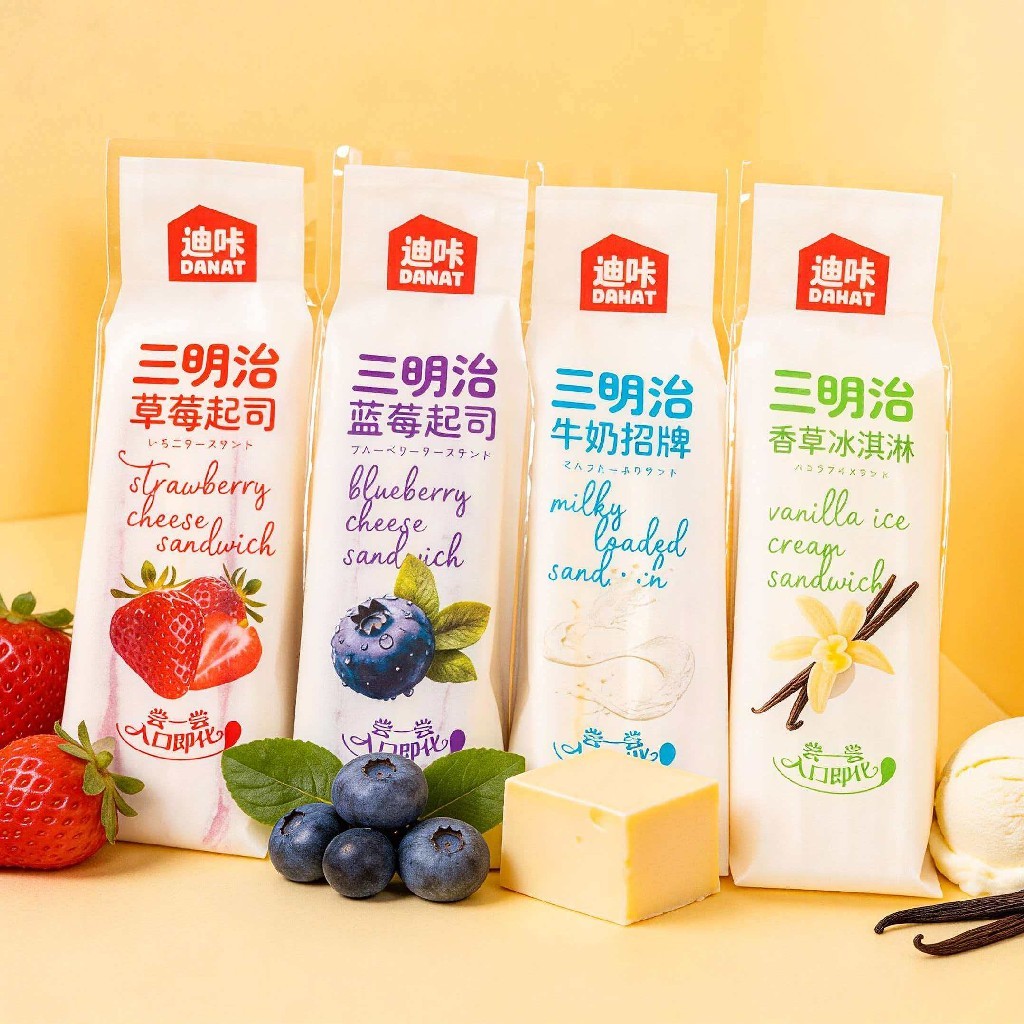 全家福三明治5个  （🌟香草冰淇淋🌟草莓起司🌟蓝莓起司🌟火腿肉松🌟牛奶招牌）冷藏8天，冷冻15天