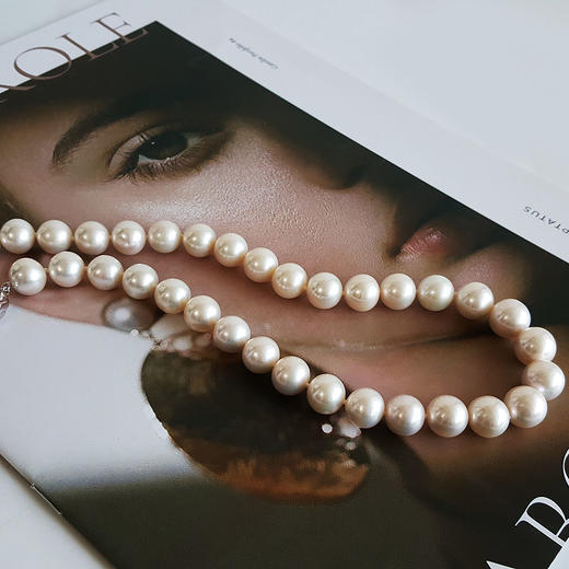 【天然正品】 天然近圆约11-12MM白色强晕彩珍珠项链 链长：45.5CM（皆取最大值） 200426NJT44 商品图3