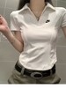 钩子针织运动女子短袖翻领衫夏季新款刺绣小勾短款T恤 商品缩略图1