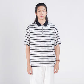 条纹撞色领POLO