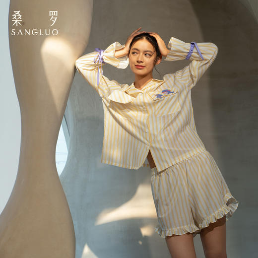 微笑豚豚』桑罗江豚印花桑蚕丝睡衣套装女夏家居服可外穿2026新款 商品图2
