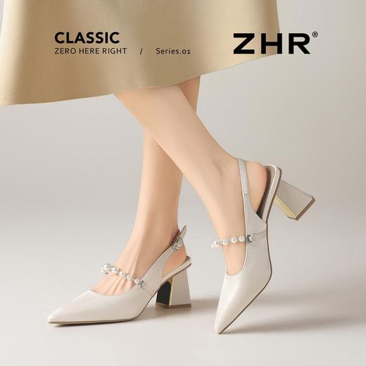 ZHR温柔珍珠装饰尖头高跟凉鞋2026新款6.5cm显高显瘦百搭轻便凉鞋 商品图5
