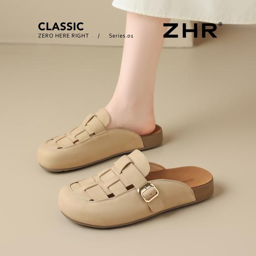 ZHR复古厚底包头半拖鞋女2026夏季软底罗马凉鞋外穿一脚蹬勃肯鞋 商品图6