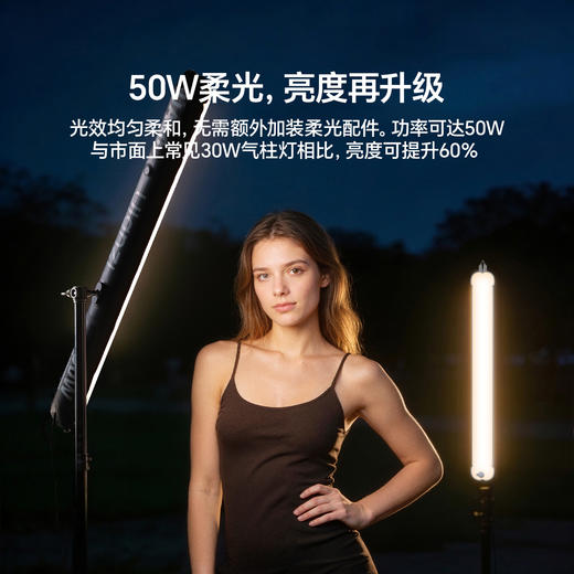 Ulanzi优篮子 UA50气柱灯50W双色温充气补光灯外拍手持棒灯户外拍摄摄影灯棒便携式可折叠打光灯拍照柔光灯 商品图1