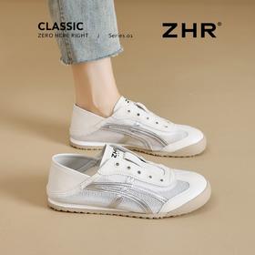 ZHR银色芭蕾德训鞋女2026夏季百搭软底小白鞋网面透气运动休闲鞋