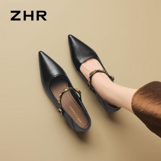 ZHR则则【隐形增高4cm】黑色尖头细跟玛丽珍鞋宽脚外穿爆款JK超高 商品图2