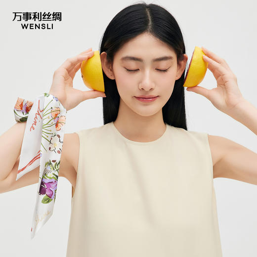 万事利SHINE系列双面印花小方巾/斜巾-陌上花 商品图2
