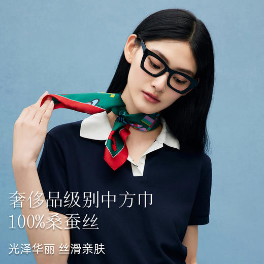 万事利SHINE系列双面印花小方巾-引力 商品图3