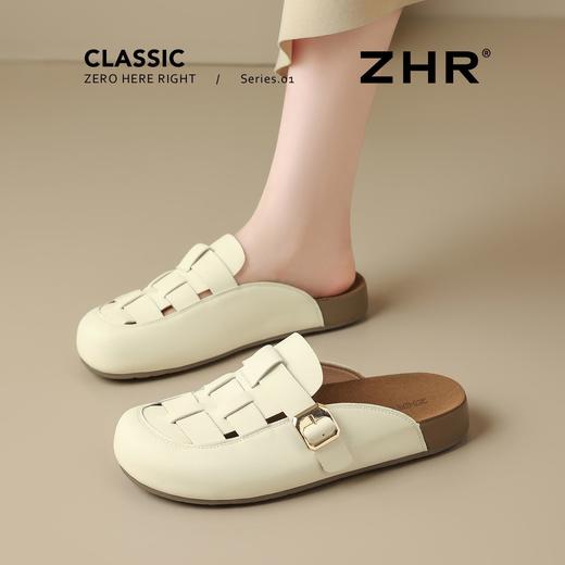 ZHR复古厚底包头半拖鞋女2026夏季软底罗马凉鞋外穿一脚蹬勃肯鞋 商品图0