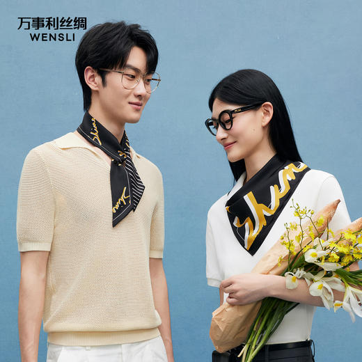 万事利SHINE系列双面印花小方巾/斜巾-燃 商品图5