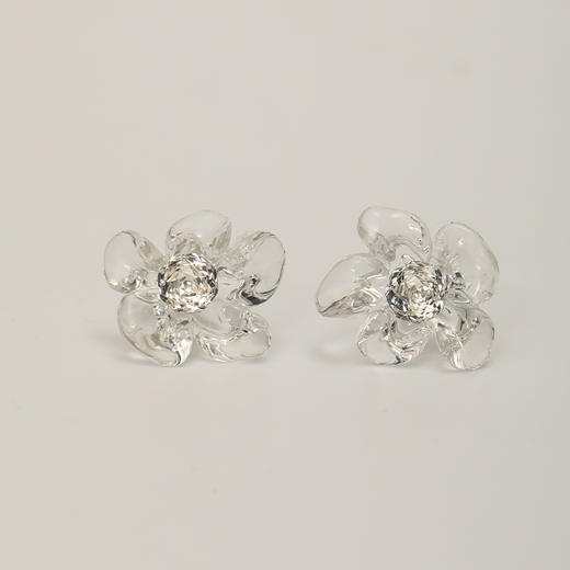 气质百搭透明水晶花朵耳钉-纪念日百货门店同款171348239 商品图3