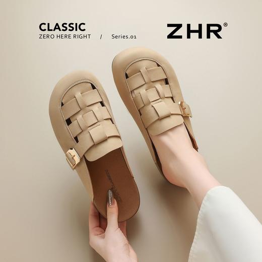 ZHR复古厚底包头半拖鞋女2026夏季软底罗马凉鞋外穿一脚蹬勃肯鞋 商品图8