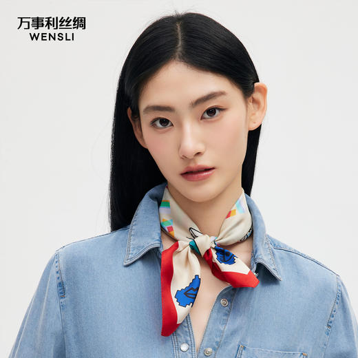 万事利SHINE系列双面印花小方巾-引力 商品图2