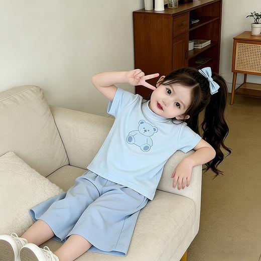 童洛萌女童夏季薄款短袖套装休闲儿童九分裤T恤九分裤两件套夏装90-150 商品图1