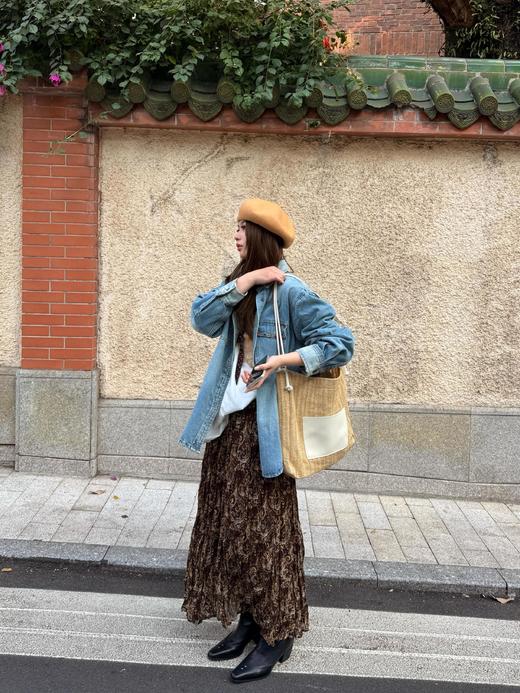 爆款3-7天发货！cosAcosB度假风复古印花压褶大摆半身裙VQJ3419 商品图3