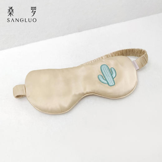 桑罗仙人掌刺绣真丝眼罩100%桑蚕丝遮光助睡眠礼盒送礼2026新款 商品图6