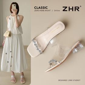 ZHR则则法式水晶凉鞋2026夏季新款透明裙子时尚一字拖ins洋气女鞋