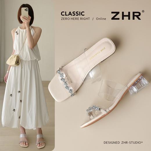 ZHR则则法式水晶凉鞋2026夏季新款透明裙子时尚一字拖ins洋气女鞋 商品图0