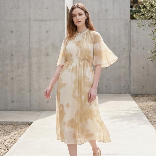 PALUOPO/PL圆领显瘦高级感飘逸仙气桑蚕丝真丝长款连衣裙ES23633Z-A 商品图3