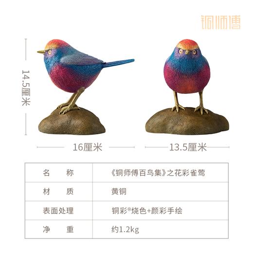 铜师傅 铜摆件《铜师傅百鸟集》之花彩雀莺 铜工艺品 家居饰品摆件 商品图3