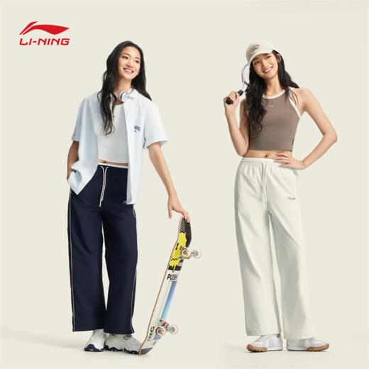 李宁女子直筒冰感舒适吸湿排汗宽松运动长裤AYKW350 商品图2