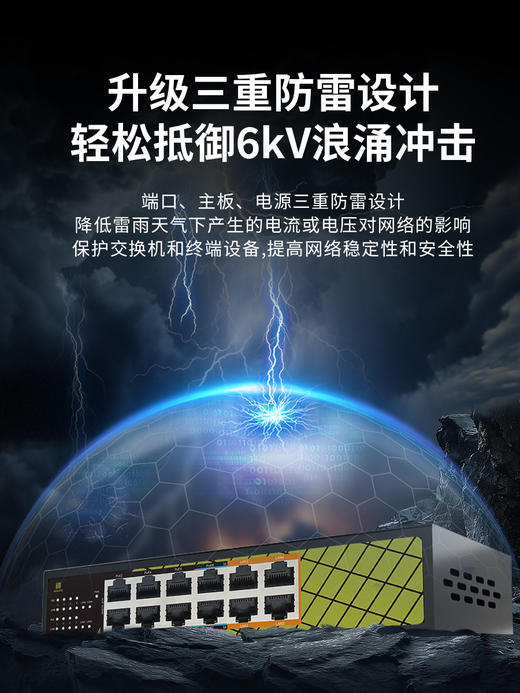 8口百兆POE+4千兆上联交换机GNT-ES12UD-P 商品图1