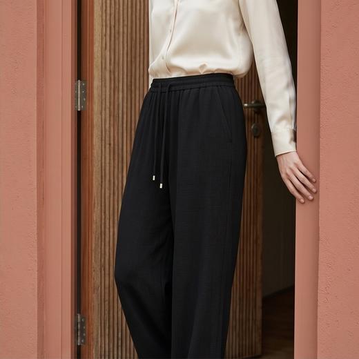 PALUOPO/PL重磅冠乐绉桑蚕丝系带直筒裤百搭透气显瘦休闲裤ES251201Z 商品图1