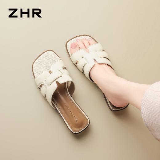 ZHR则则时尚编织显瘦粗跟拖鞋女2026夏季轻便舒适百搭显高凉拖鞋 商品图4