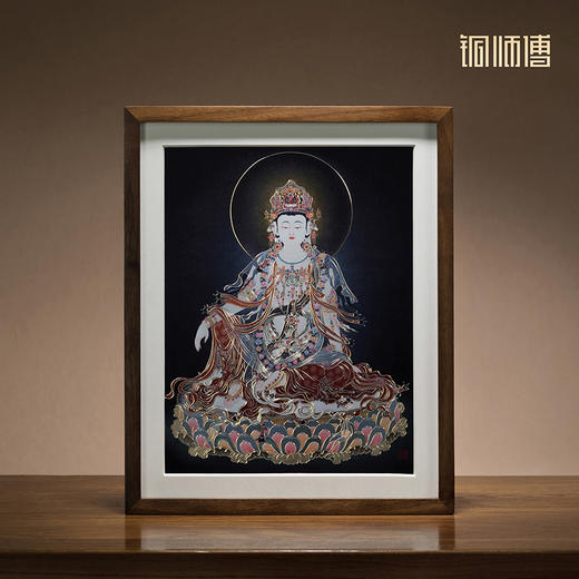 铜师傅 手工錾刻 铜雕画《水月观音（桌面）》客厅桌面装饰画 商品图0