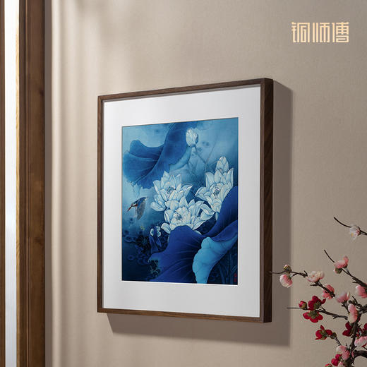 铜师傅 手工錾刻 铜雕画《白荷蓝翠》 商品图3
