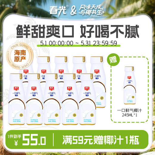 春光椰子汁245ml*10瓶/250ml*10瓶 一口鲜气椰汁植物蛋白饮料【店长推荐】 商品图0