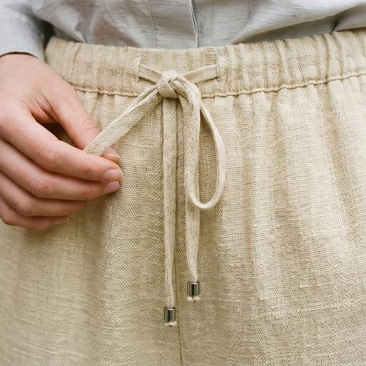 PALUOPO/PL重磅冠乐绉桑蚕丝系带直筒裤百搭透气显瘦休闲裤ES251201Z 商品图5