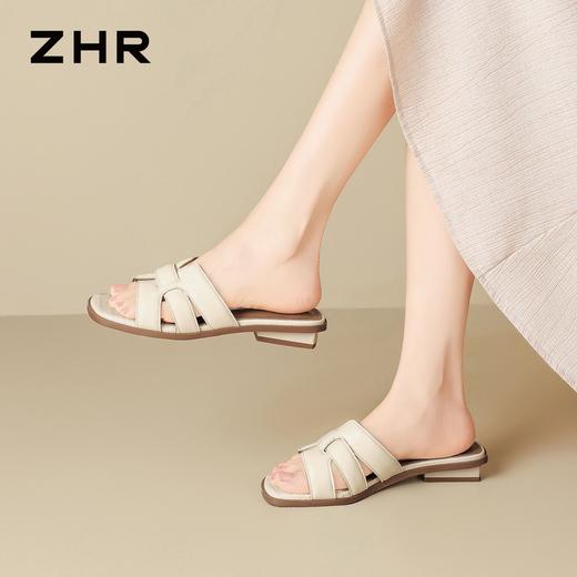 ZHR则则时尚编织显瘦粗跟拖鞋女2026夏季轻便舒适百搭显高凉拖鞋 商品图5