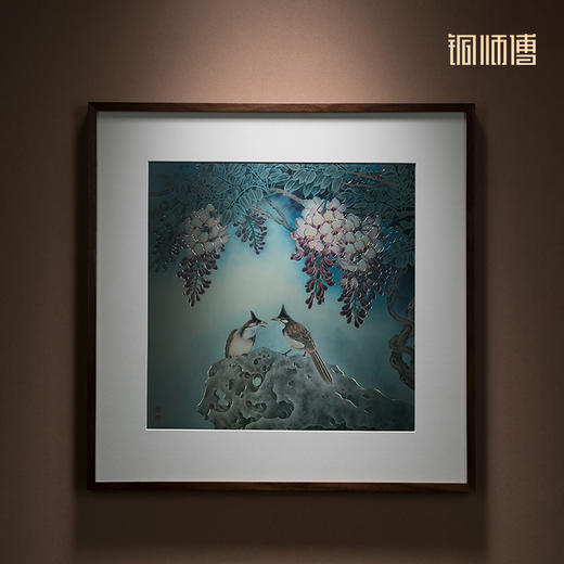 铜师傅 手工錾刻 铜雕画《空幽浪漫》客厅玄关沙发背景墙装饰画 商品图1