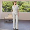 IWY/羽灰色新款女夏西装套裤灰绿色职场面试休闲通勤长裤穿搭短袖26CP973 商品缩略图1
