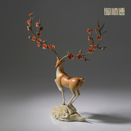 铜师傅《一路繁花》客厅桌面铜鹿摆件 家居装饰工艺品 商品图1