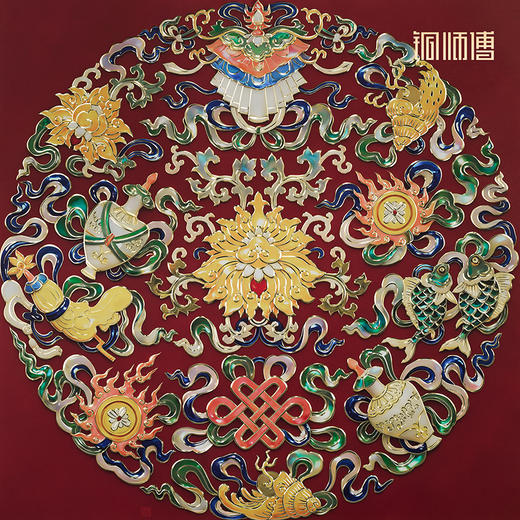 铜师傅 手工錾刻 铜雕画《吉祥八宝》玄关沙发背景墙中式装饰挂画 商品图4