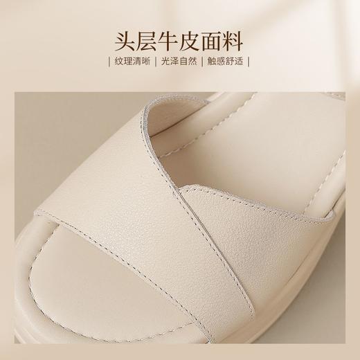 ZHR则则头层牛皮增高厚底一字凉鞋2026夏季新款坡跟高跟女鞋 商品图5