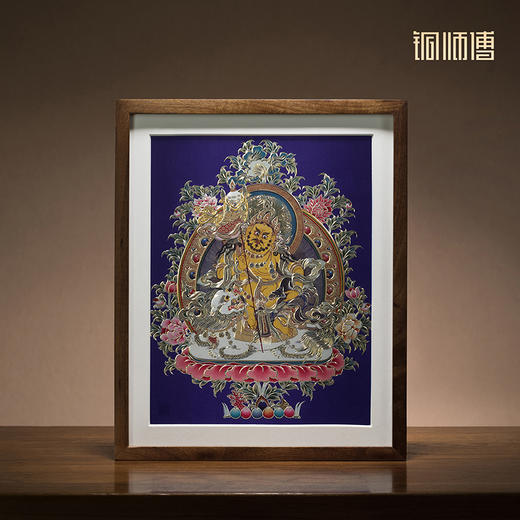 铜师傅 手工錾刻 铜雕画《财宝天王（桌面）》客厅桌面装饰画 商品图0