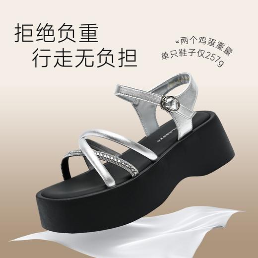 ZHR【增高6cm】厚底闪耀水钻凉鞋银色2026夏季新款小个子松糕鞋女 商品图9