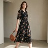 PALUOPO/PLV领五分袖碎花通勤中长款真丝连衣裙ES21797Z-B 商品缩略图3