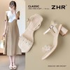 ZHR一字带粗跟凉鞋女2026新款夏季外穿配裙子软底轻便百搭高跟鞋 商品缩略图0