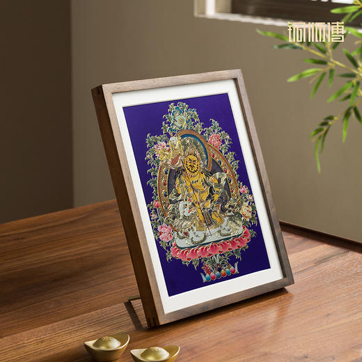 铜师傅 手工錾刻 铜雕画《财宝天王（桌面）》客厅桌面装饰画 商品图1