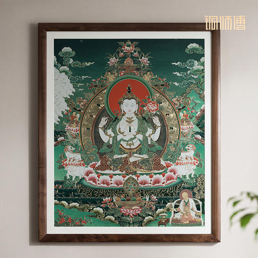 铜师傅 手工錾刻 唐卡铜雕画《四臂观音》 商品图3